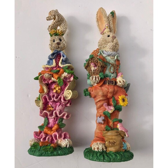 Easter Bunny Mini Figures Couple Rabbits Figurines 8" tall x 2" - Picture 1 of 10